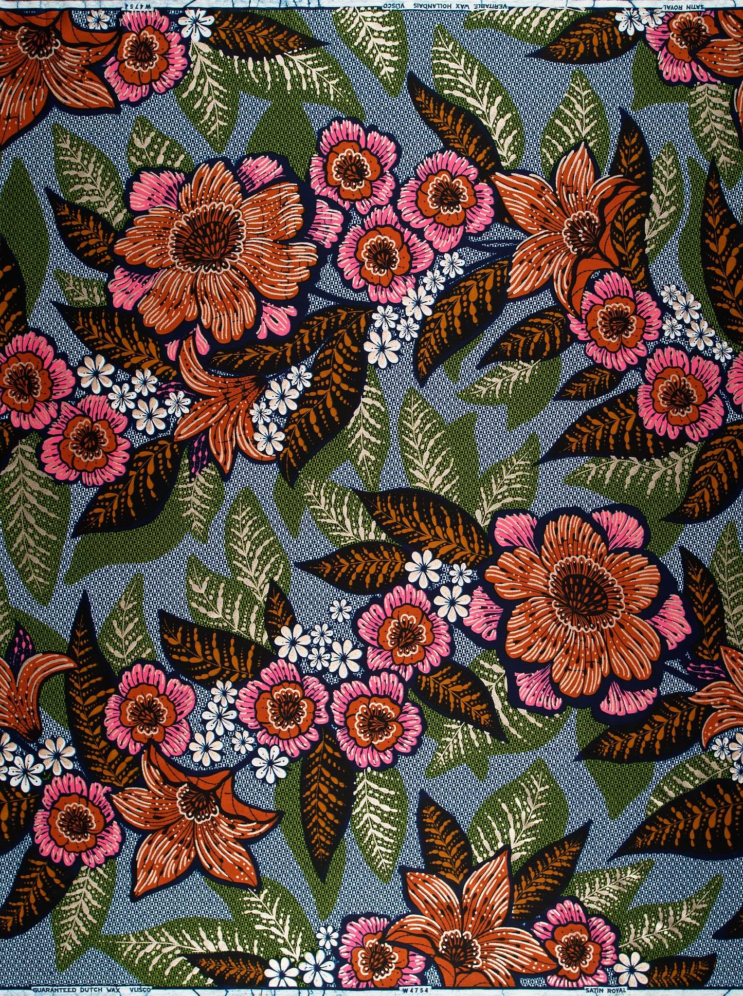 Vibrant floral fabric bold pink satin royal vlw4754.004