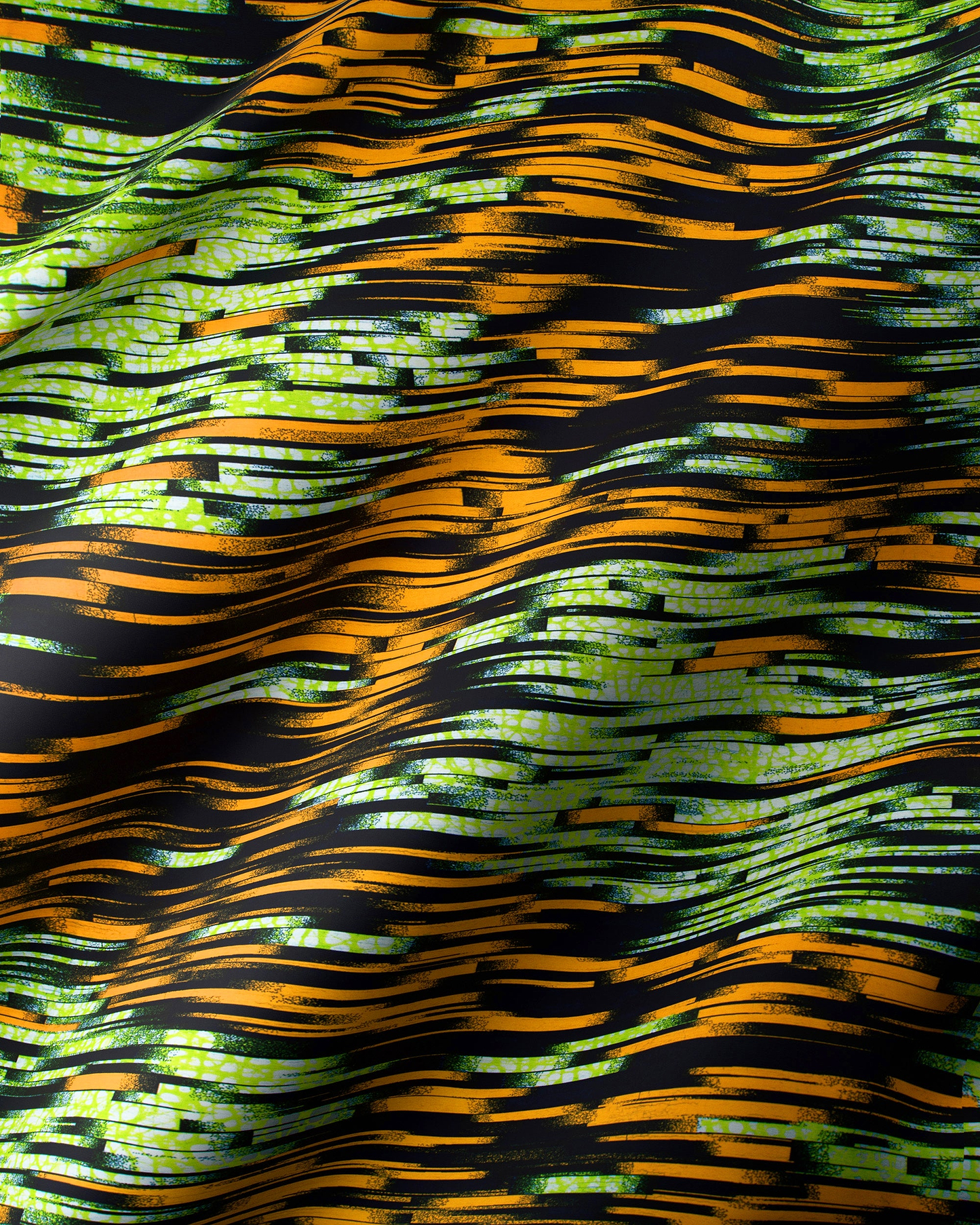 Vibrant orange lime green wavy wax hollandais vlw4799.001