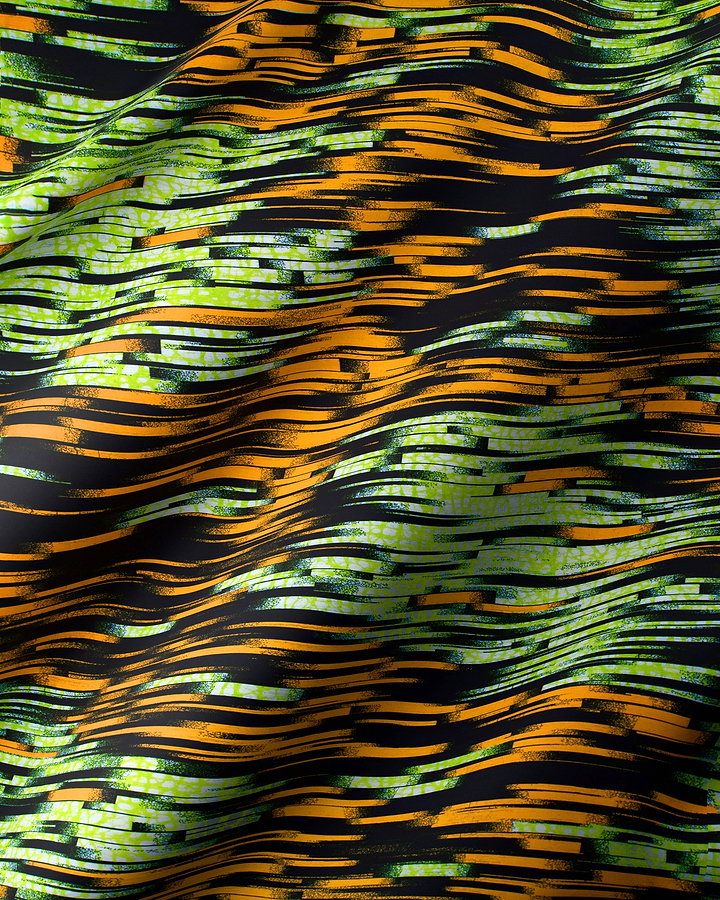 Vibrant orange lime green wavy wax hollandais vlw4799.001
