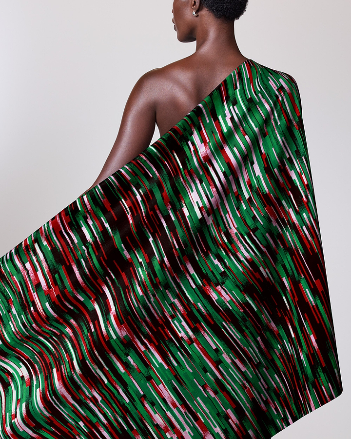 Vibrant green red white striped wax hollandais vlw4799.002