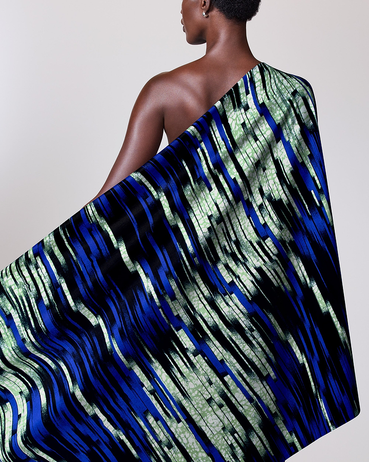 Vibrant blue black green patterned wax hollandais vlw4799.003