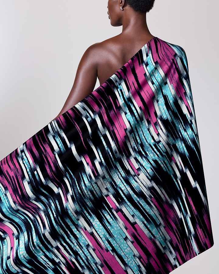 Vibrant one-shoulder wrap dress bold wax hollandais vlw4799.005