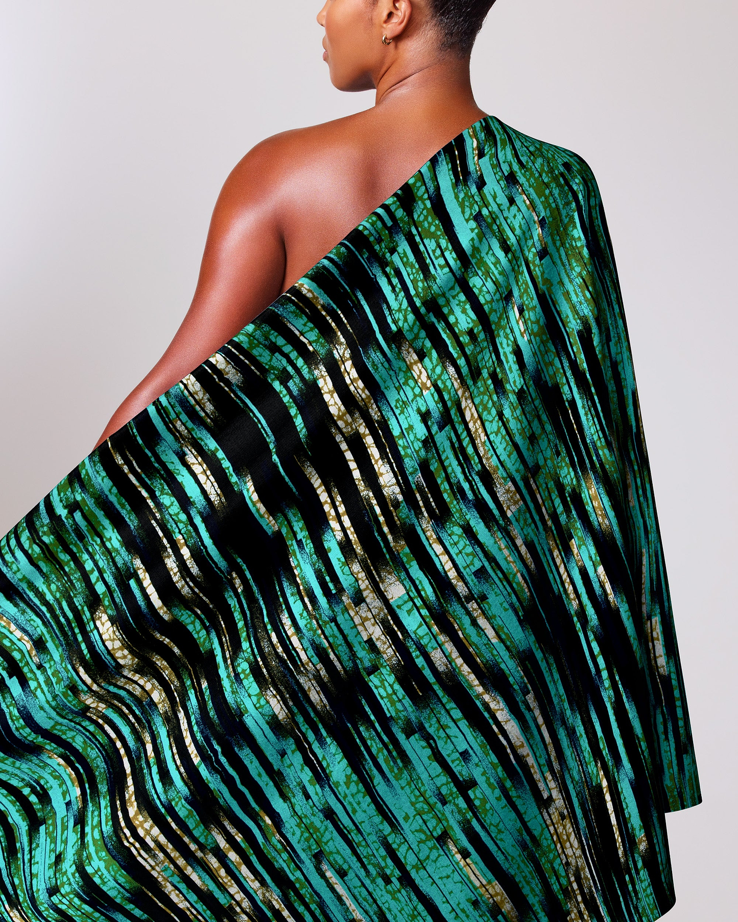 Vibrant emerald green black patterned wax hollandais vlw4799.007