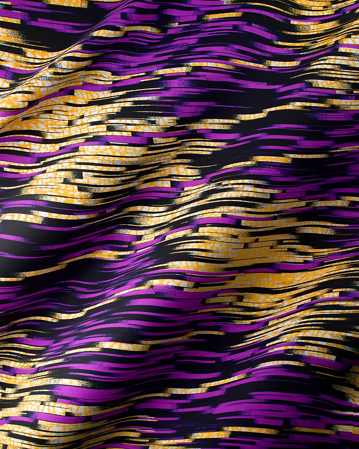 Vibrant purple gold wavy stripes wax hollandais vlw4799.009