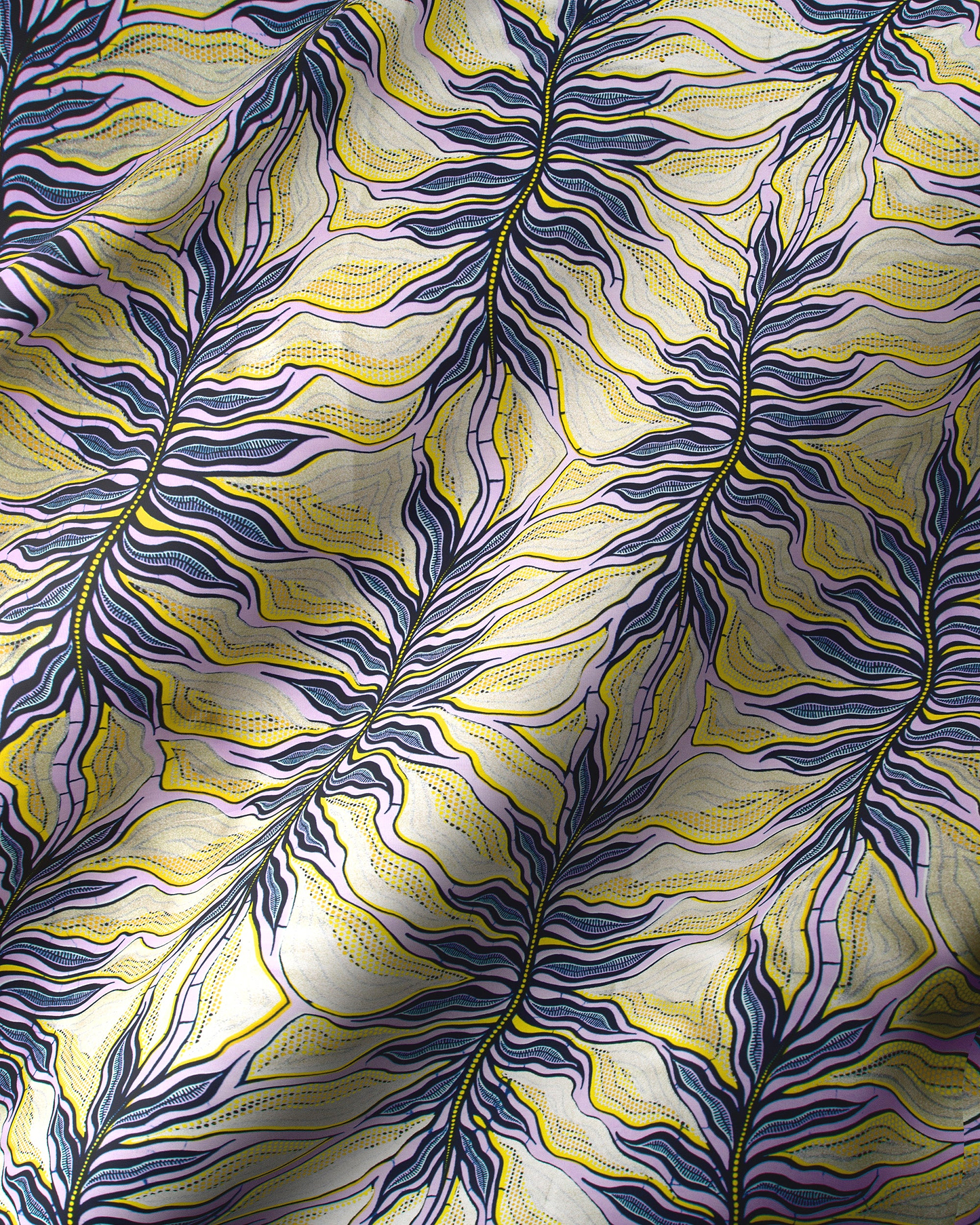 Fabric vibrant abstract leaf pattern wax hollandais vlw4857.024
