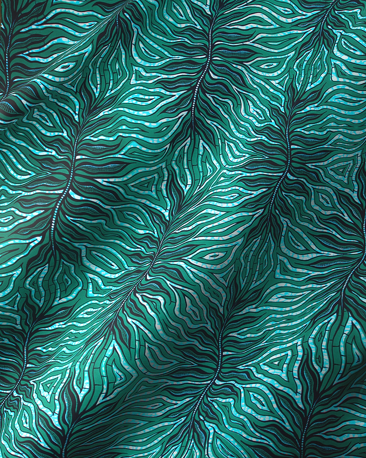 Emerald green fabric intricate leaf wax hollandais vlw4857.026