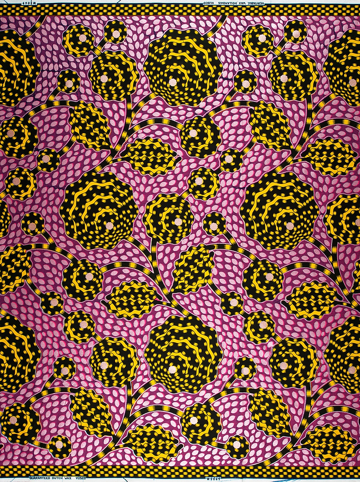 Vibrant pink black african print wax hollandais vlw5069.013
