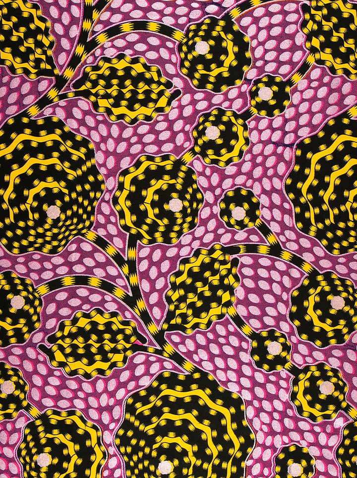Vibrant pink black fabric bold wax hollandais vlw5069.013
