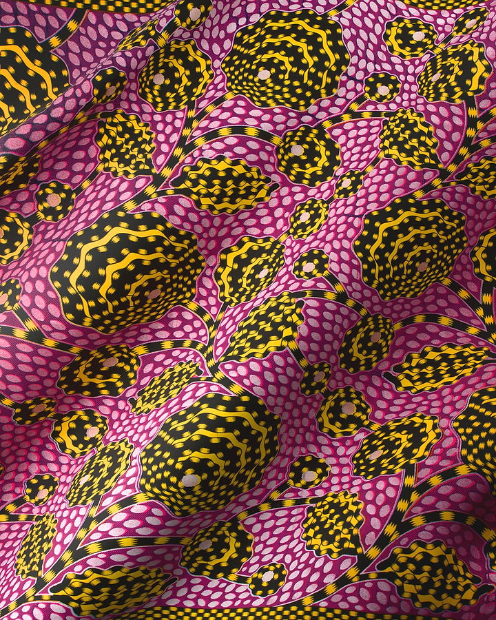 Vibrant pink fabric bold black wax hollandais vlw5069.013