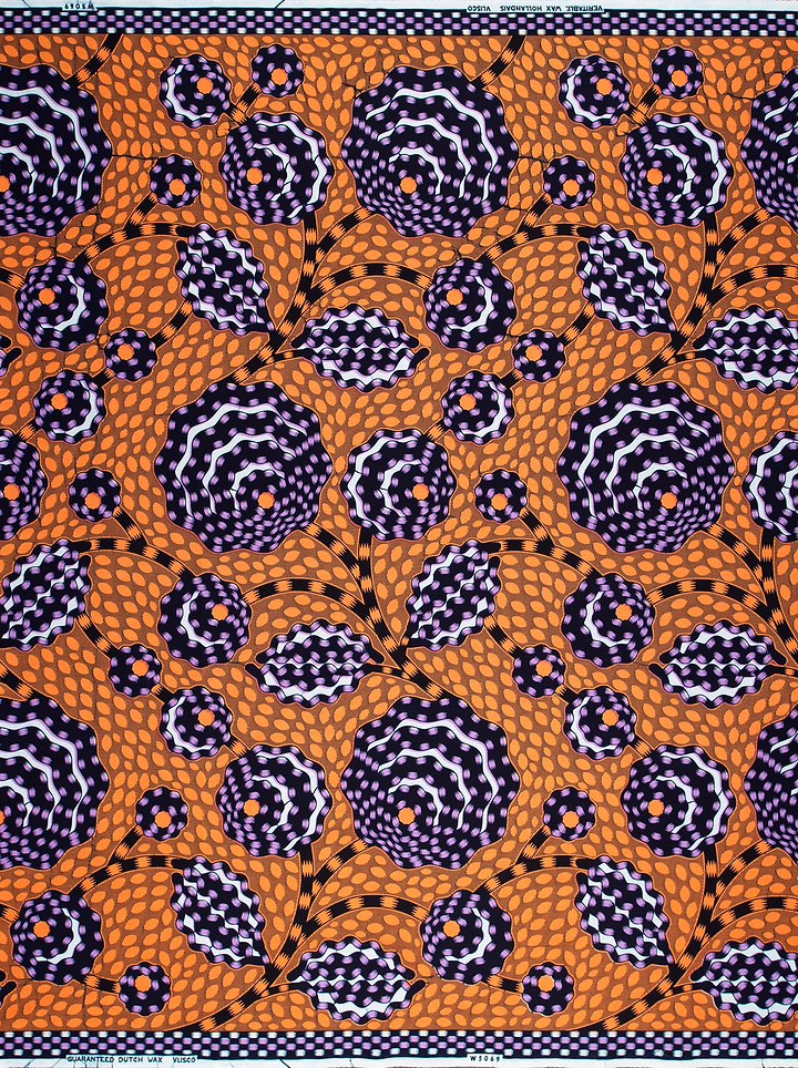 Vibrant orange african print fabric wax hollandais vlw5069.014