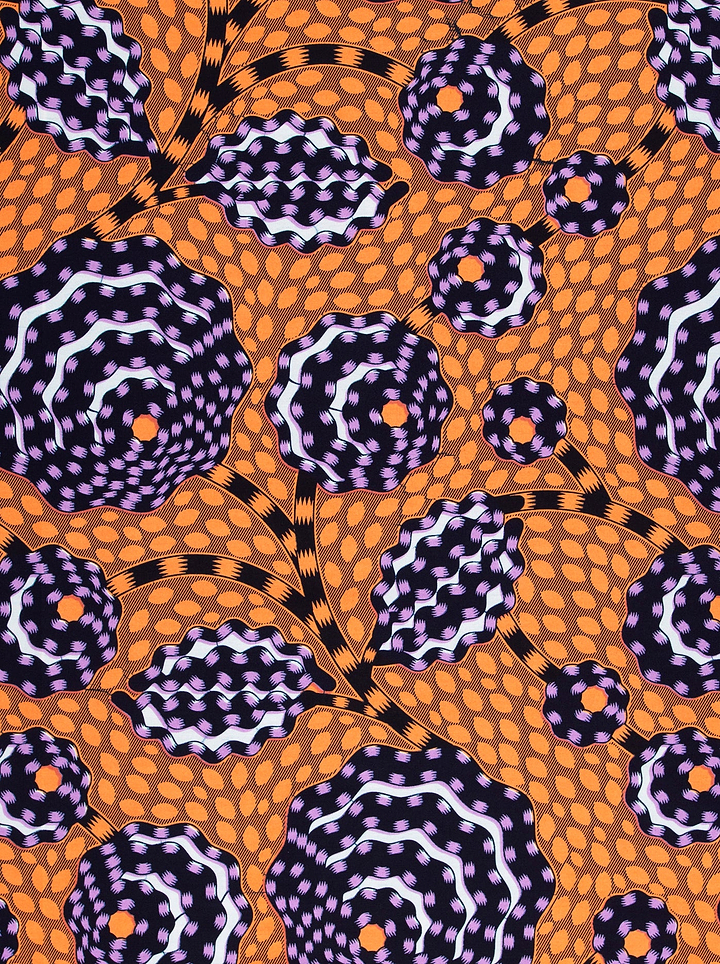 Vibrant orange fabric bold purple wax hollandais vlw5069.014