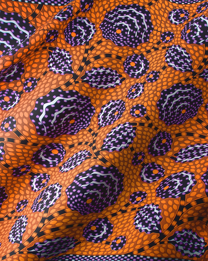 Vibrant orange fabric bold purple wax hollandais vlw5069.014