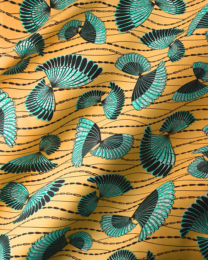 Vibrant yellow fabric adorned pattern wax hollandais vlw5154.007