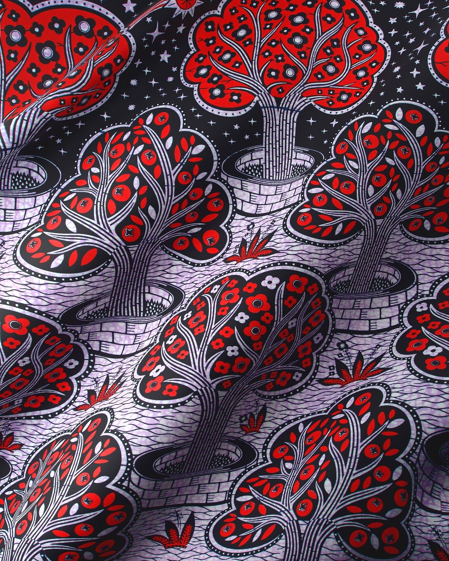 Black fabric pattern stylized red wax hollandais vlw5403.004
