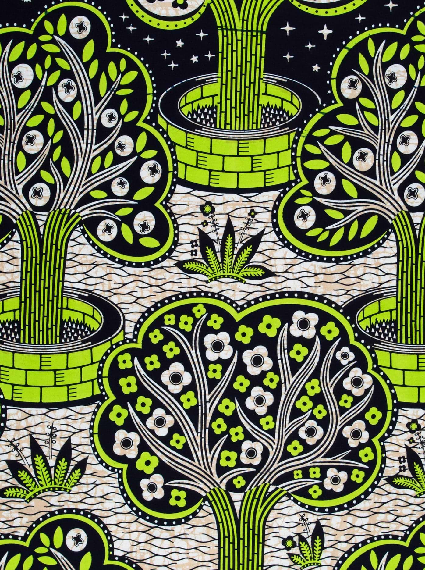 Vibrant lime green black stylized wax hollandais vlw5403.008