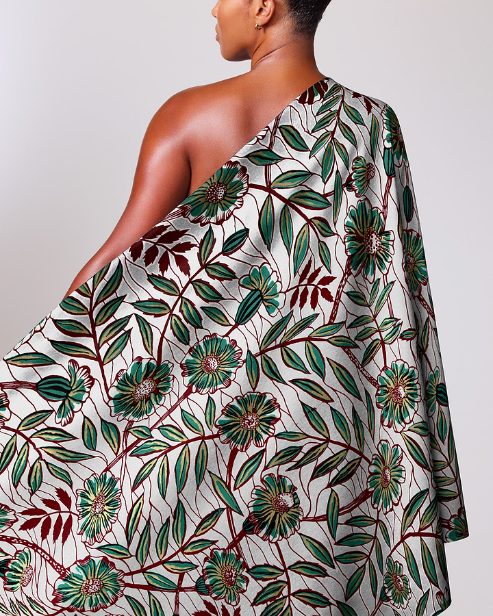 One-shoulder wrap dress vibrant green wax glitterglam vlw6087.019