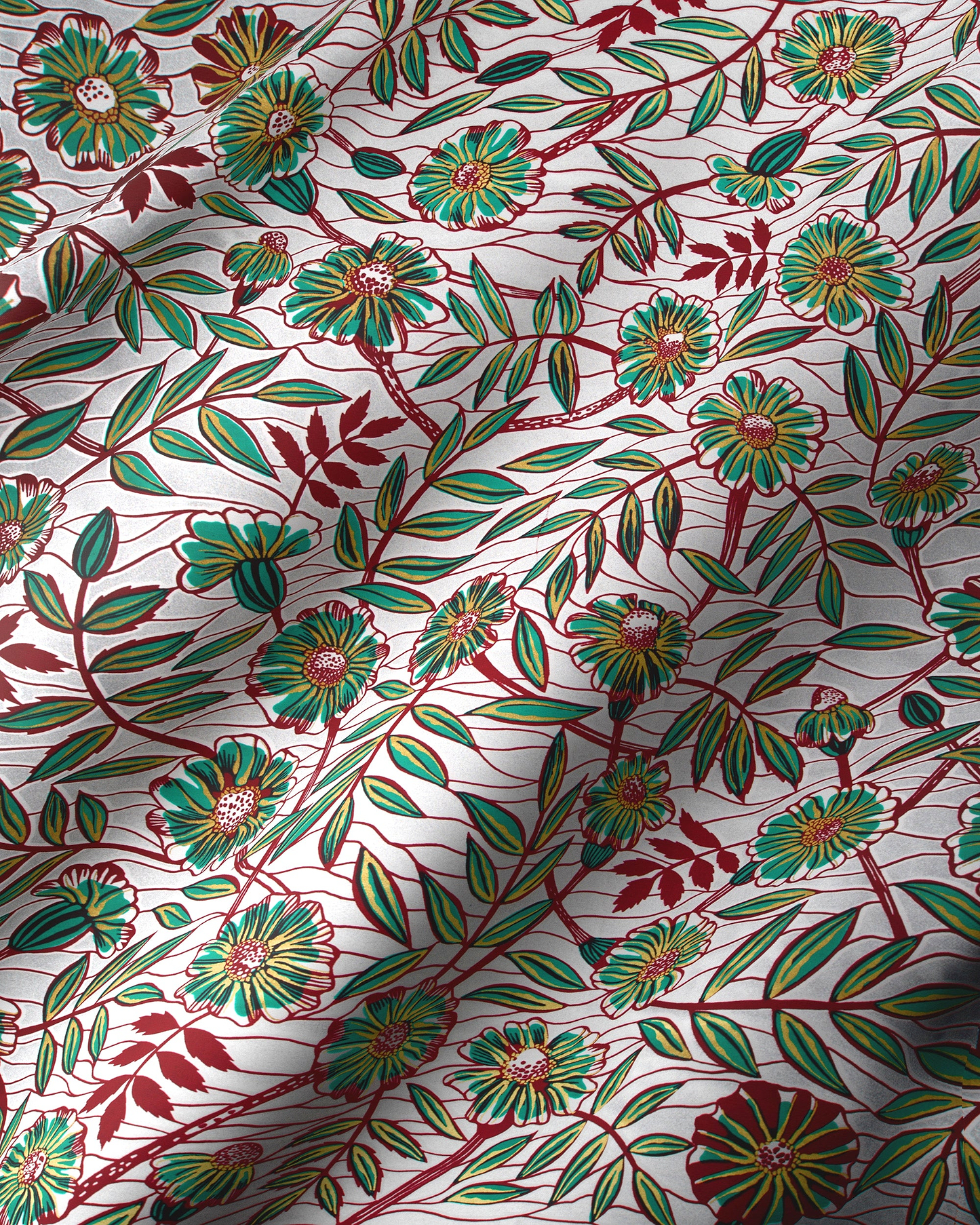 White fabric pattern green maroon wax glitterglam vlw6087.019