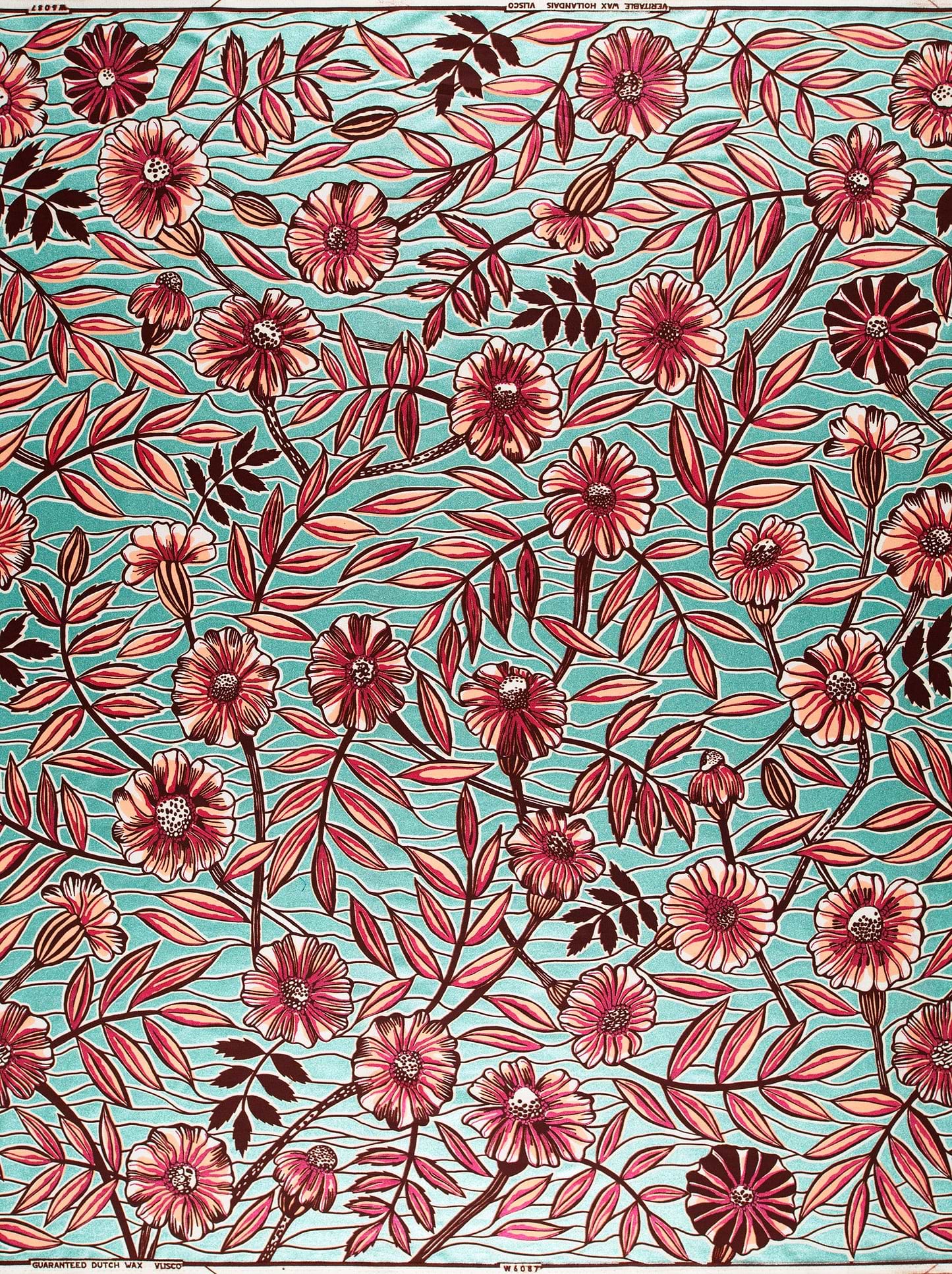 Vibrant turquoise fabric adorned pattern wax glitterglam vlw6087.020