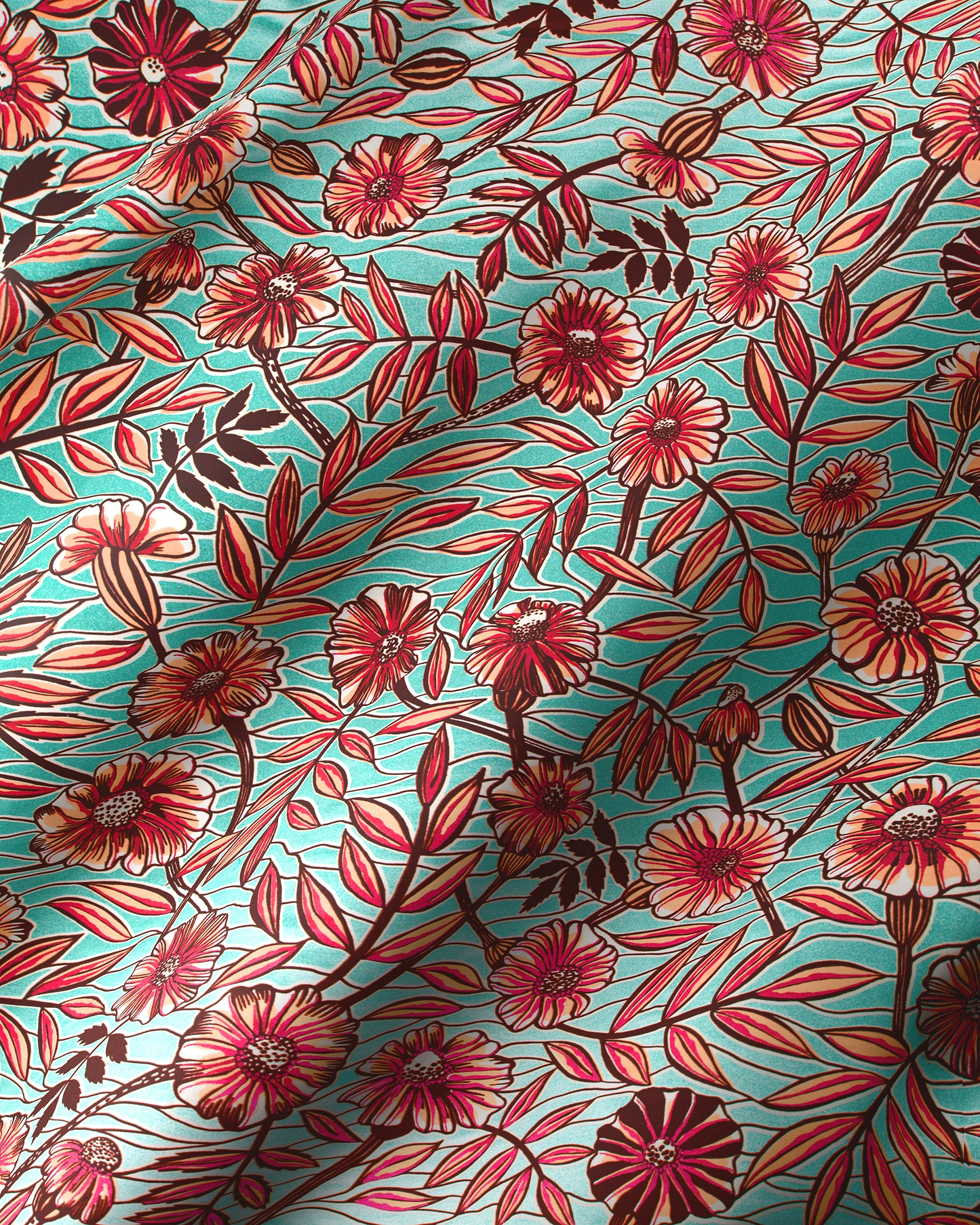 Teal fabric pattern red pink wax glitterglam vlw6087.020