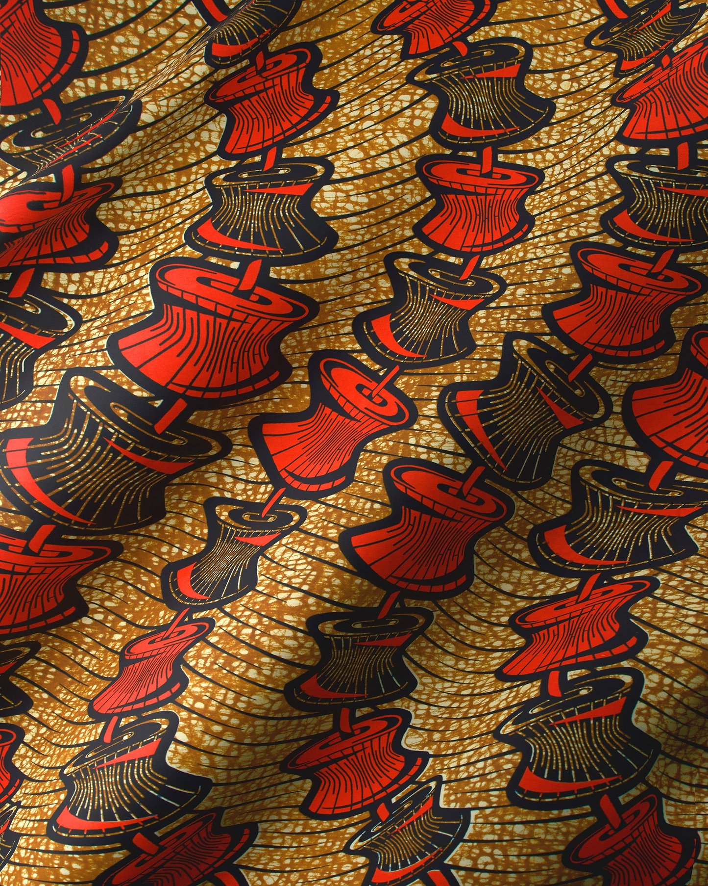 Red black patterned fabric design wax hollandais vlw6165.005