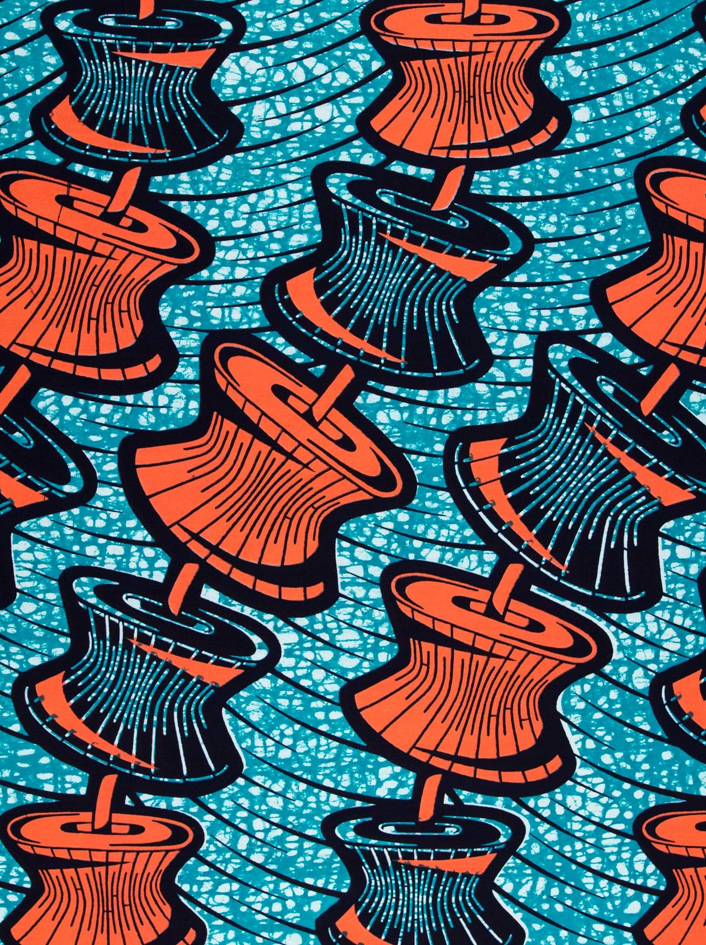 Vibrant orange black spool-shaped pins wax hollandais vlw6165.006