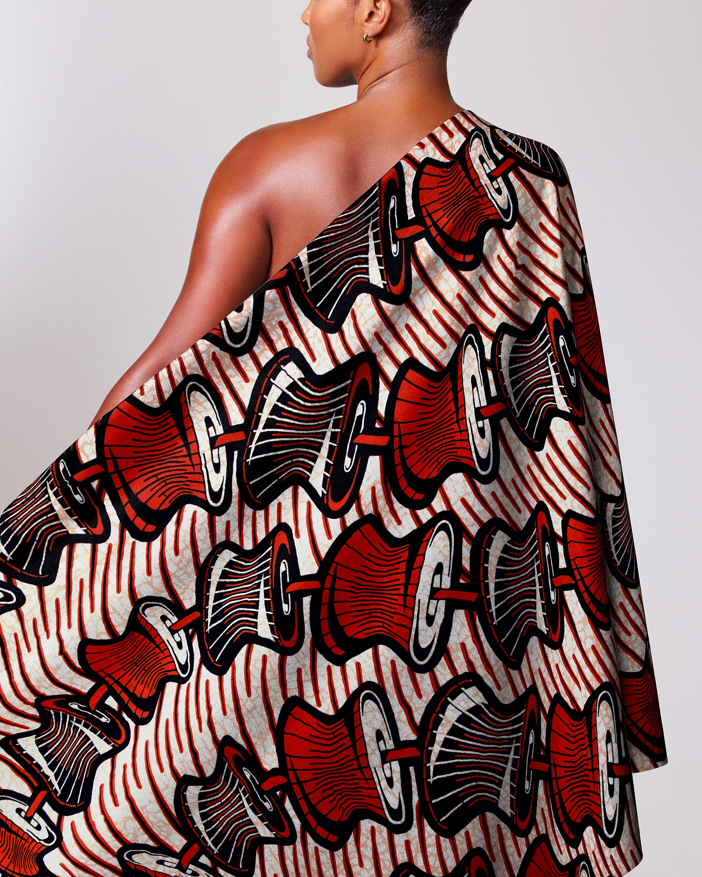 Vibrant red black cream patterned wax hollandais vlw6165.007
