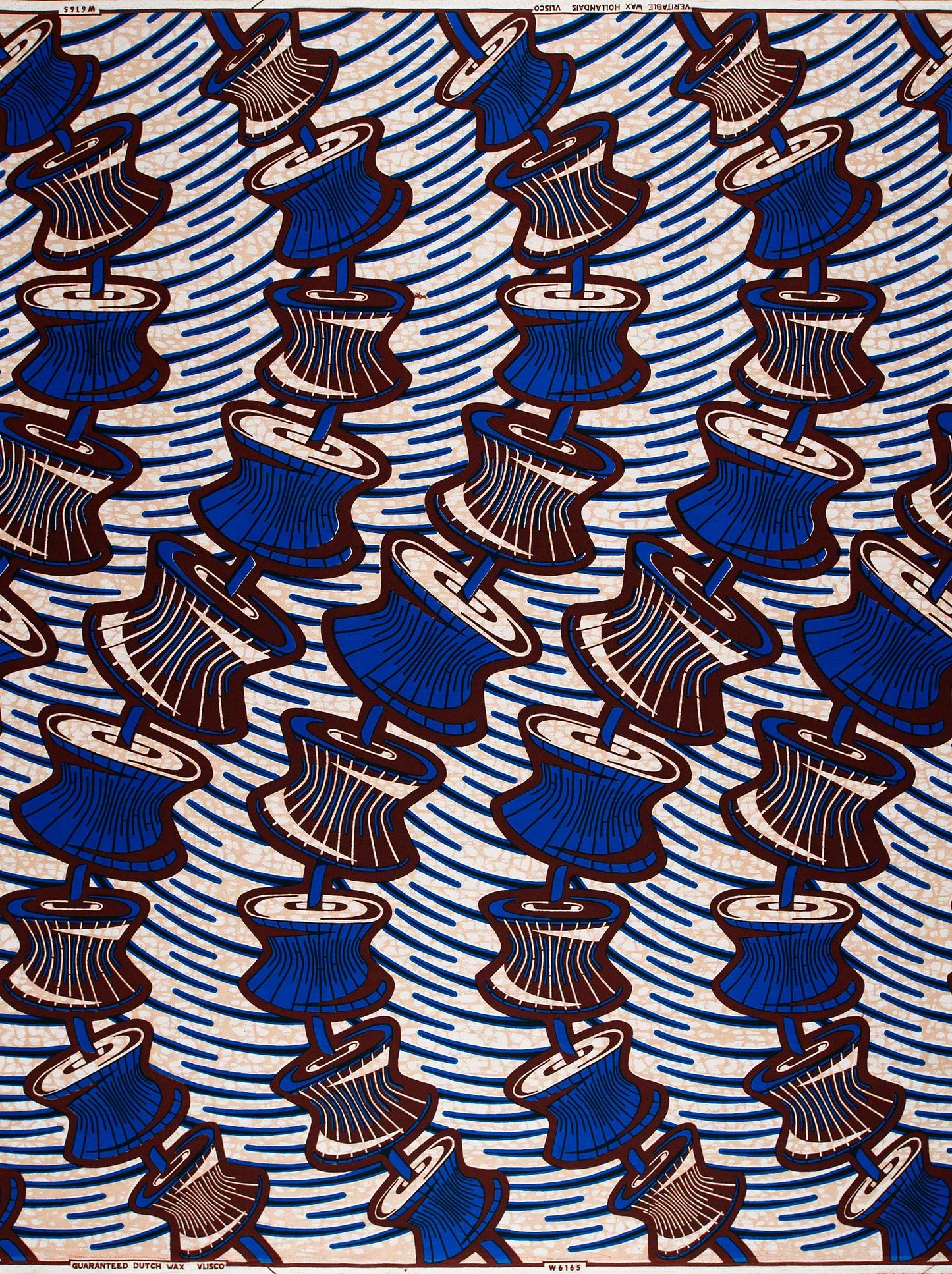 Blue brown spool patterned african wax hollandais vlw6165.009