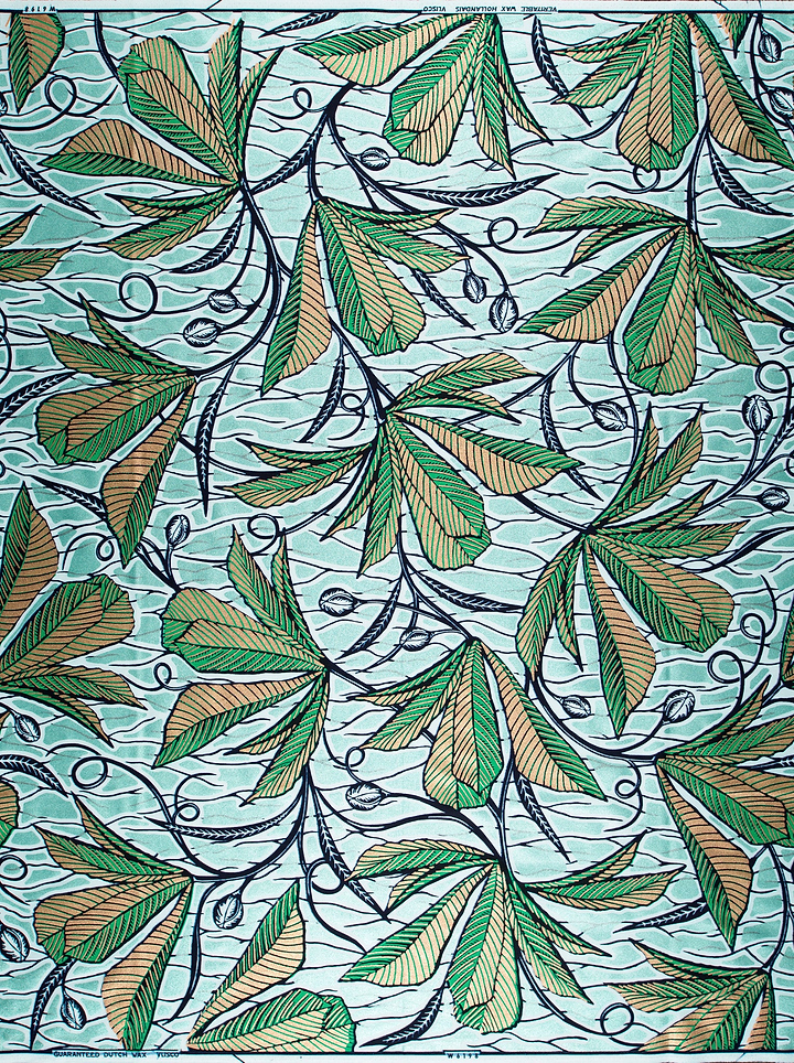 Vibrant green brown leaf patterned wax glitterglam vlw6198.022