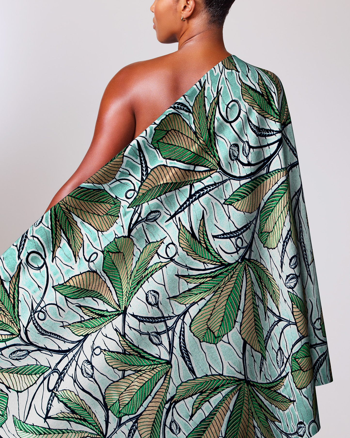One-shoulder wrap dress vibrant green wax glitterglam vlw6198.022