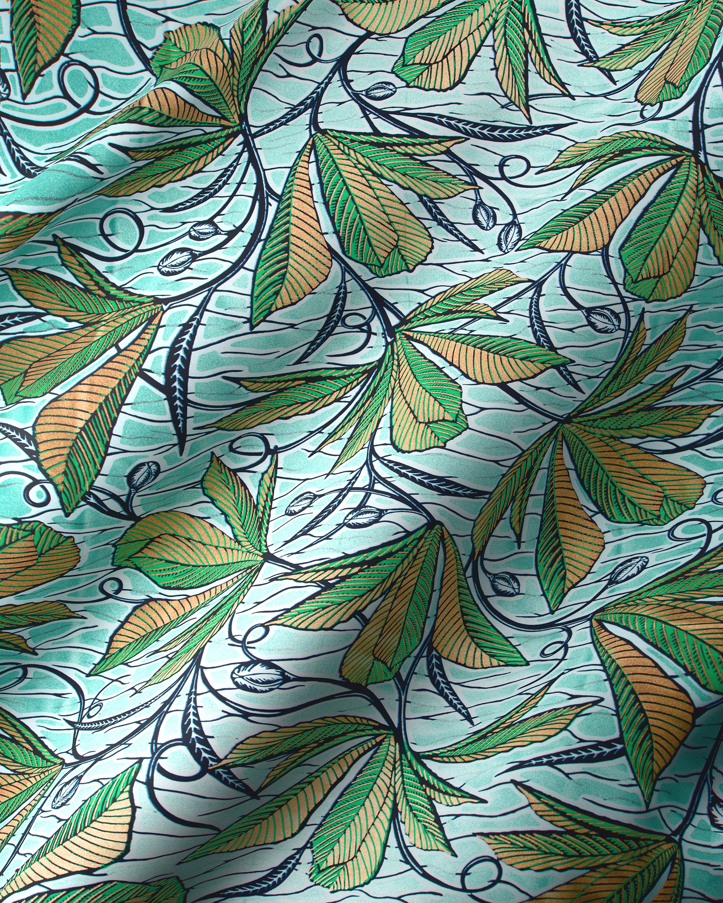Vibrant fabric pattern stylized green wax glitterglam vlw6198.022