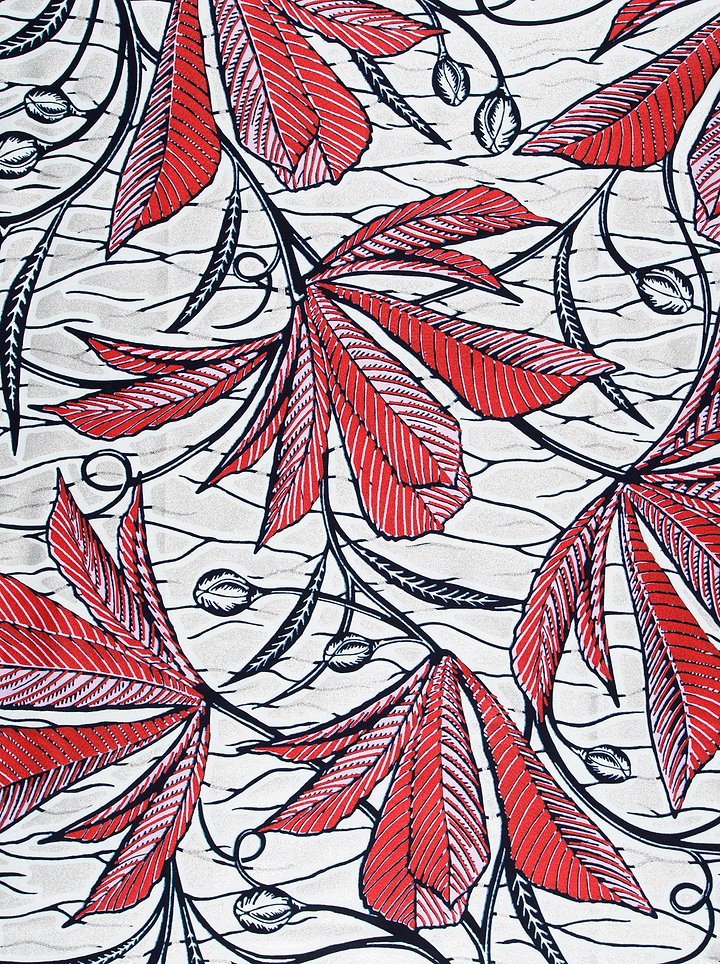 Red maple leaf patterned fabric wax glitterglam vlw6198.023