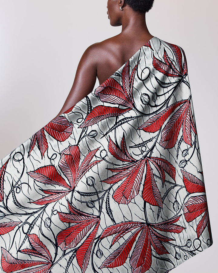 White fabric bold red black wax glitterglam vlw6198.023