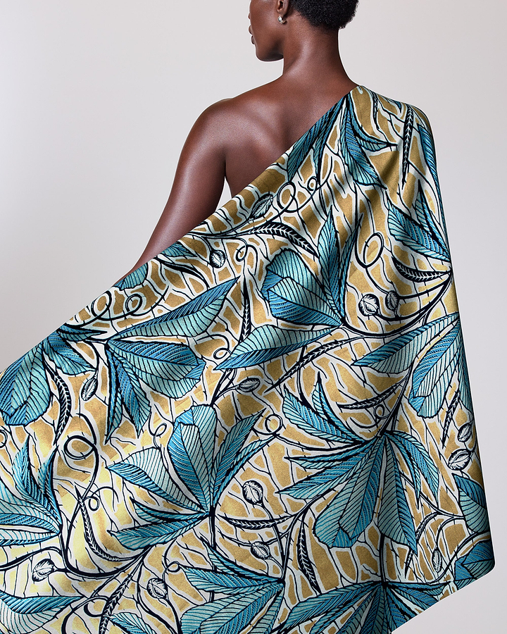 One-shoulder wrap dress vibrant teal wax glitterglam vlw6198.024