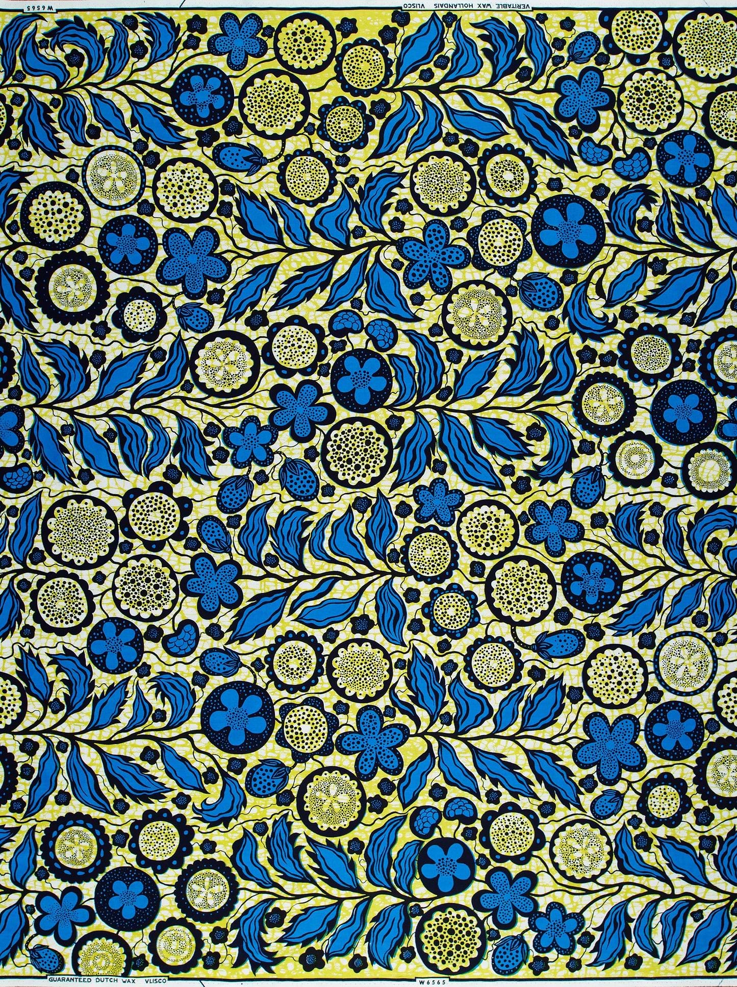 Vibrant blue green floral-patterned fabric wax hollandais vlw6565.013