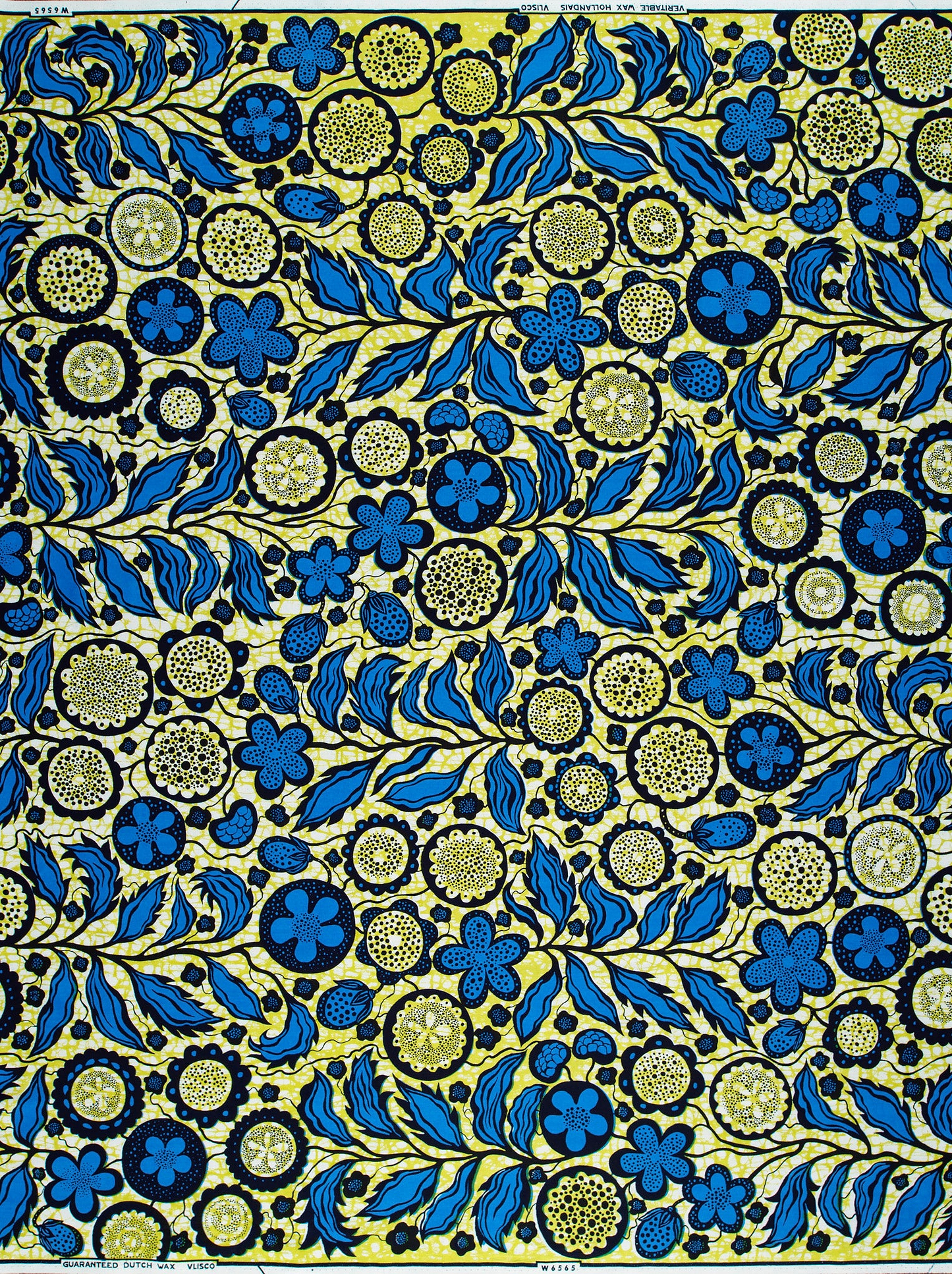 Vibrant blue green floral-patterned fabric wax hollandais vlw6565.013