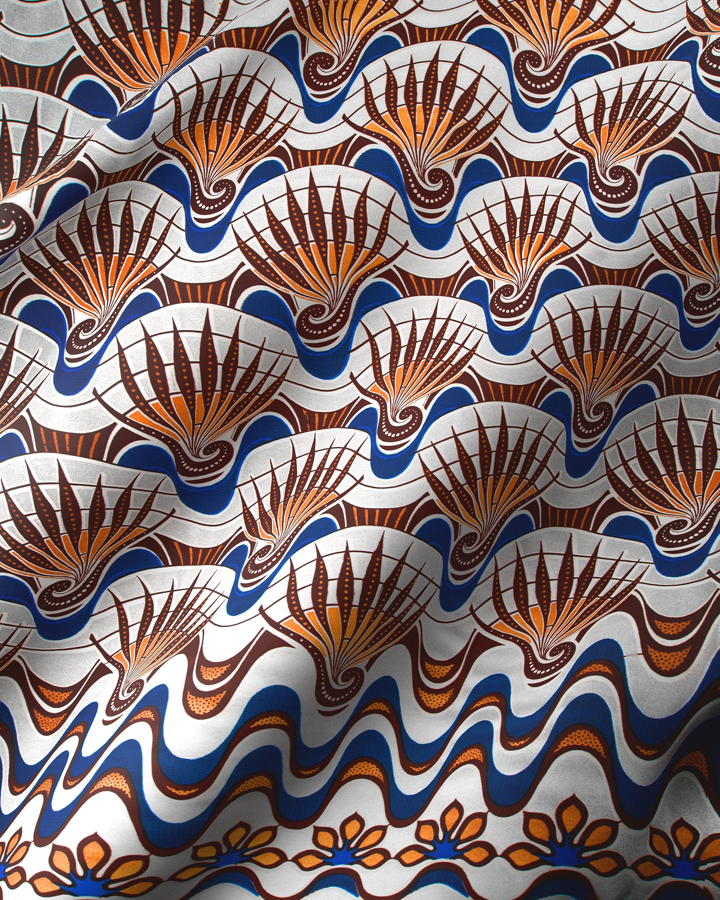 Patterned fabric fan wave motifs wax glitterglam vlw6801.023