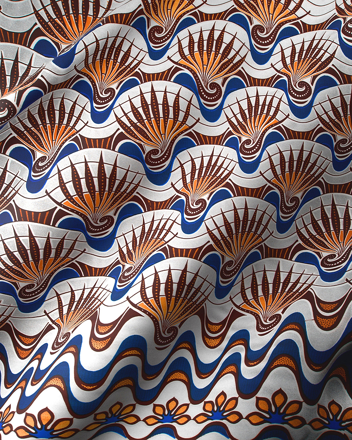 Patterned fabric fan wave motifs wax glitterglam vlw6801.023