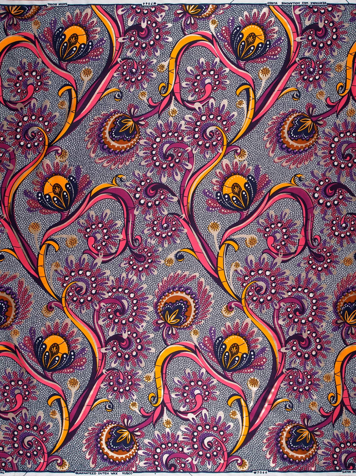 Vibrant purple pink floral-patterned african satin royal vlw7064.002