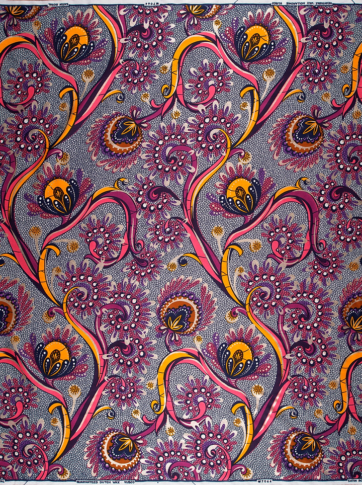 Vibrant purple pink floral-patterned african satin royal vlw7064.002