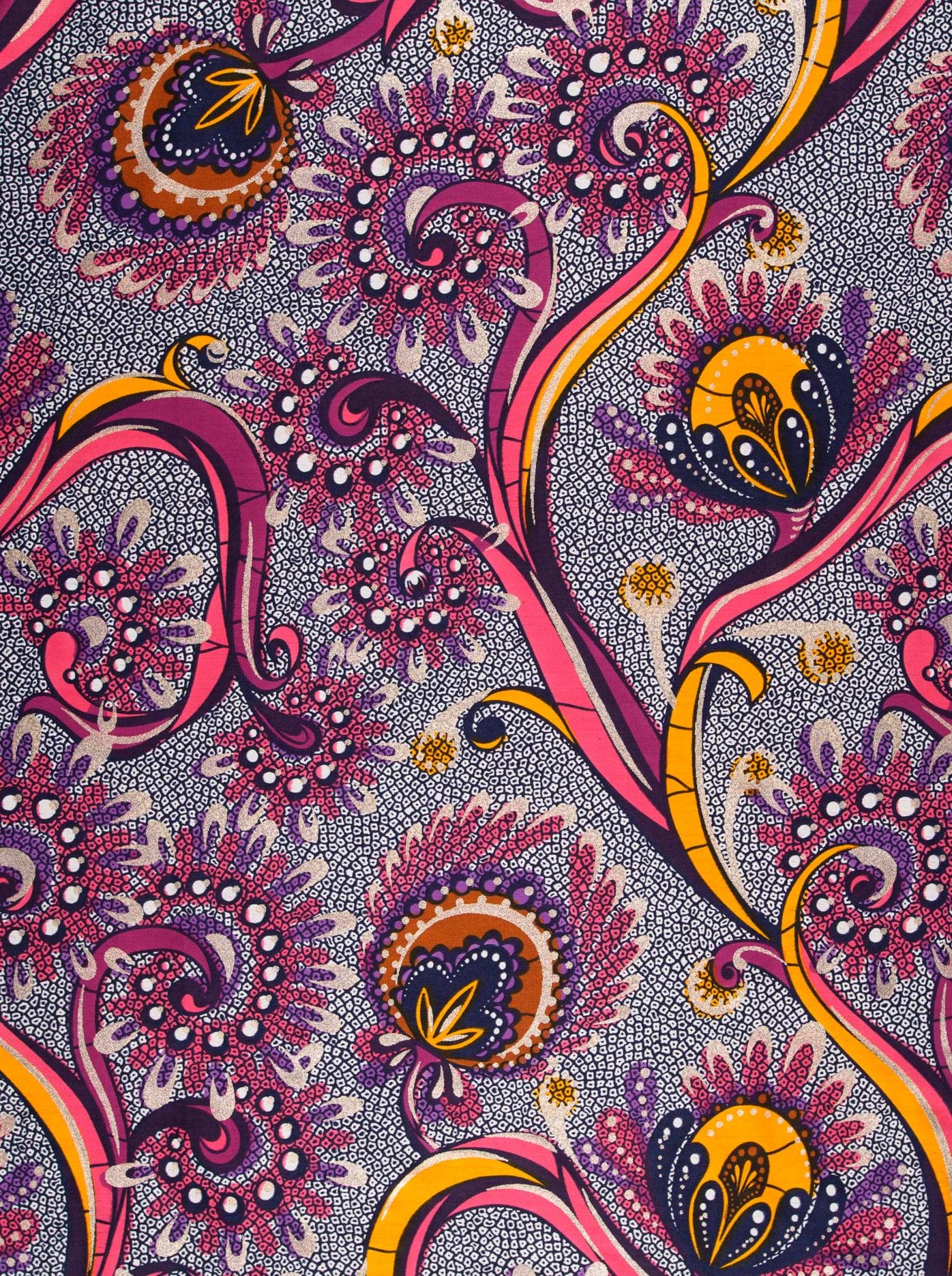 Vibrant purple pink yellow floral satin royal vlw7064.002