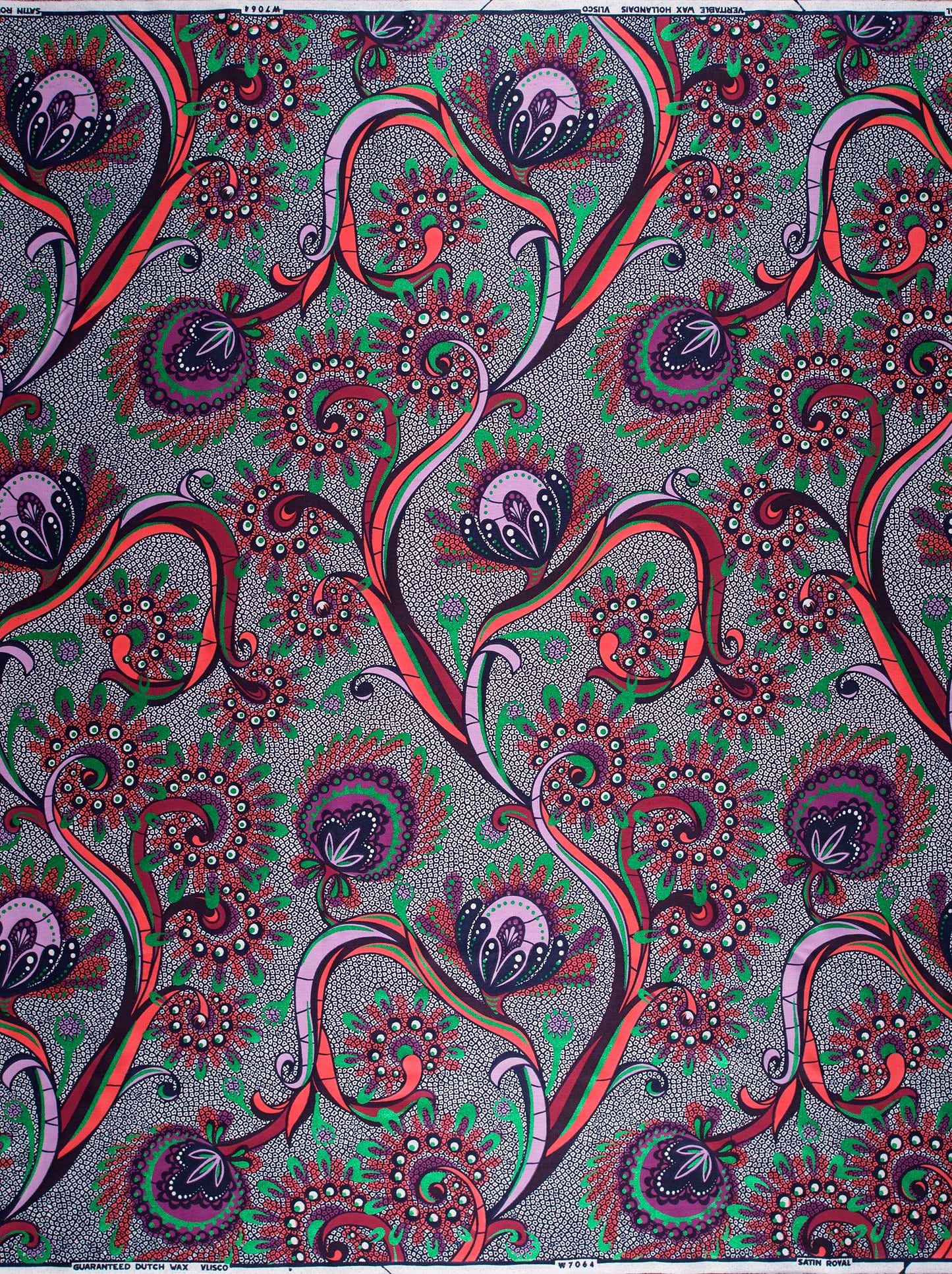 Vibrant african print fabric red satin royal vlw7064.004