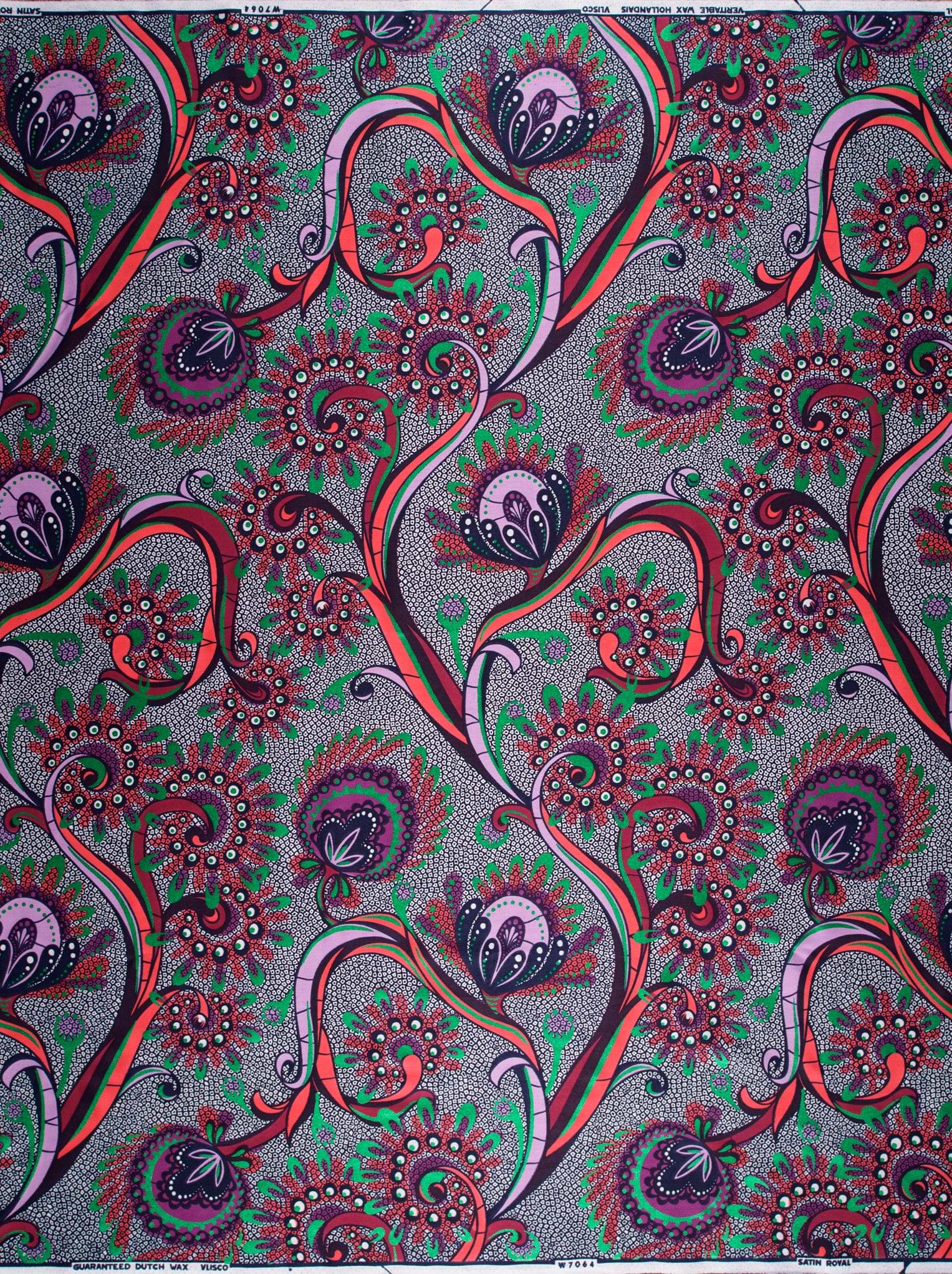 Vibrant african print fabric red satin royal vlw7064.004