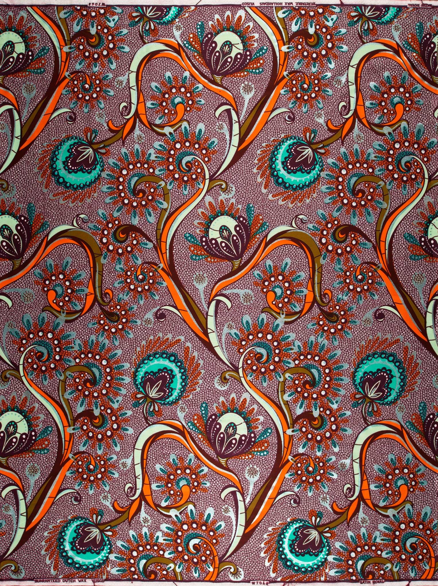 Vibrant african print fabric floral satin royal vlw7064.005