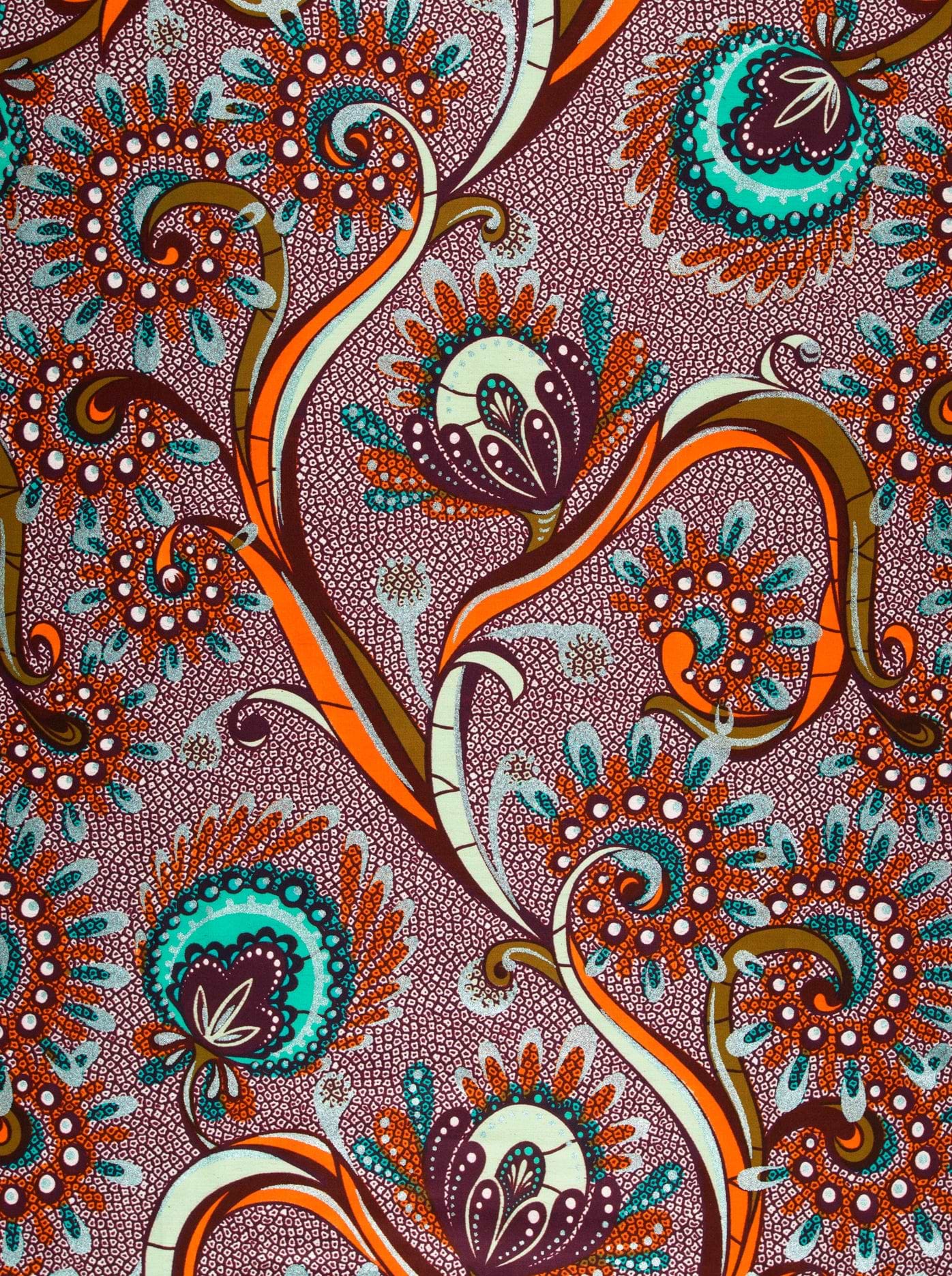 Vibrant african print fabric floral satin royal vlw7064.005