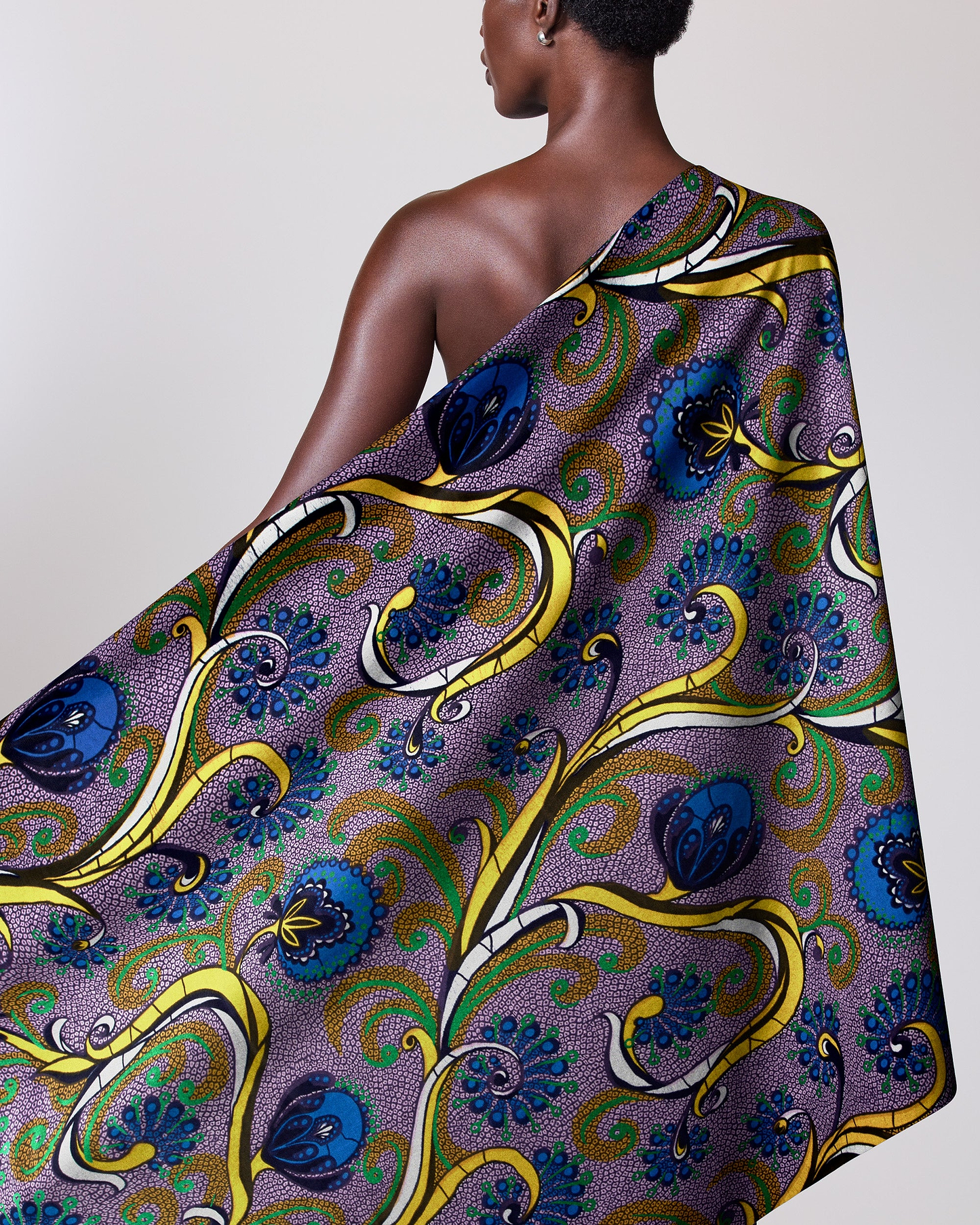 Vibrant purple yellow blue patterned satin royal vlw7064.006