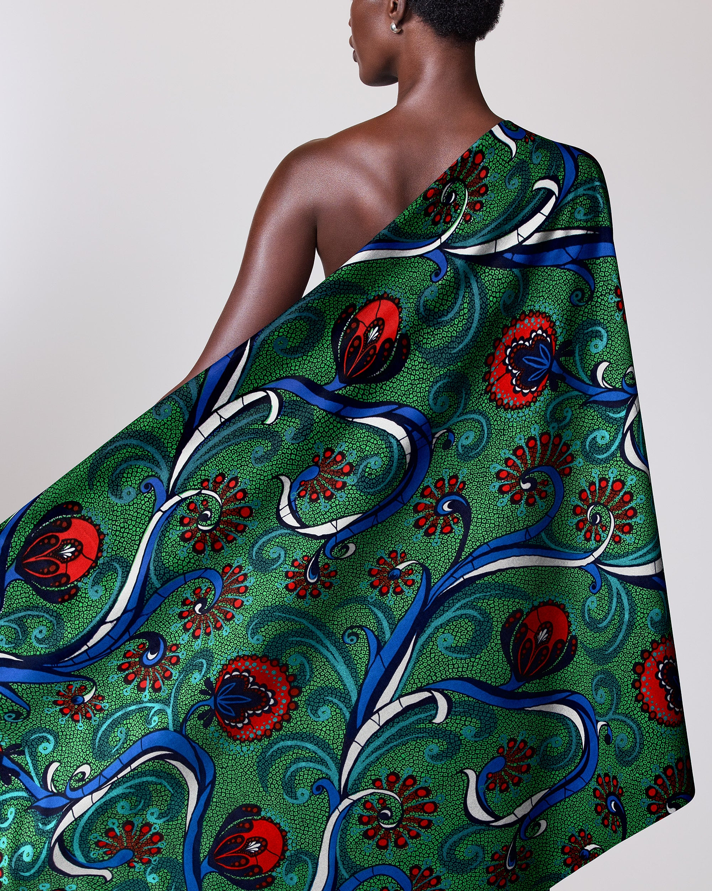 Vibrant green african print fabric satin royal vlw7064.008