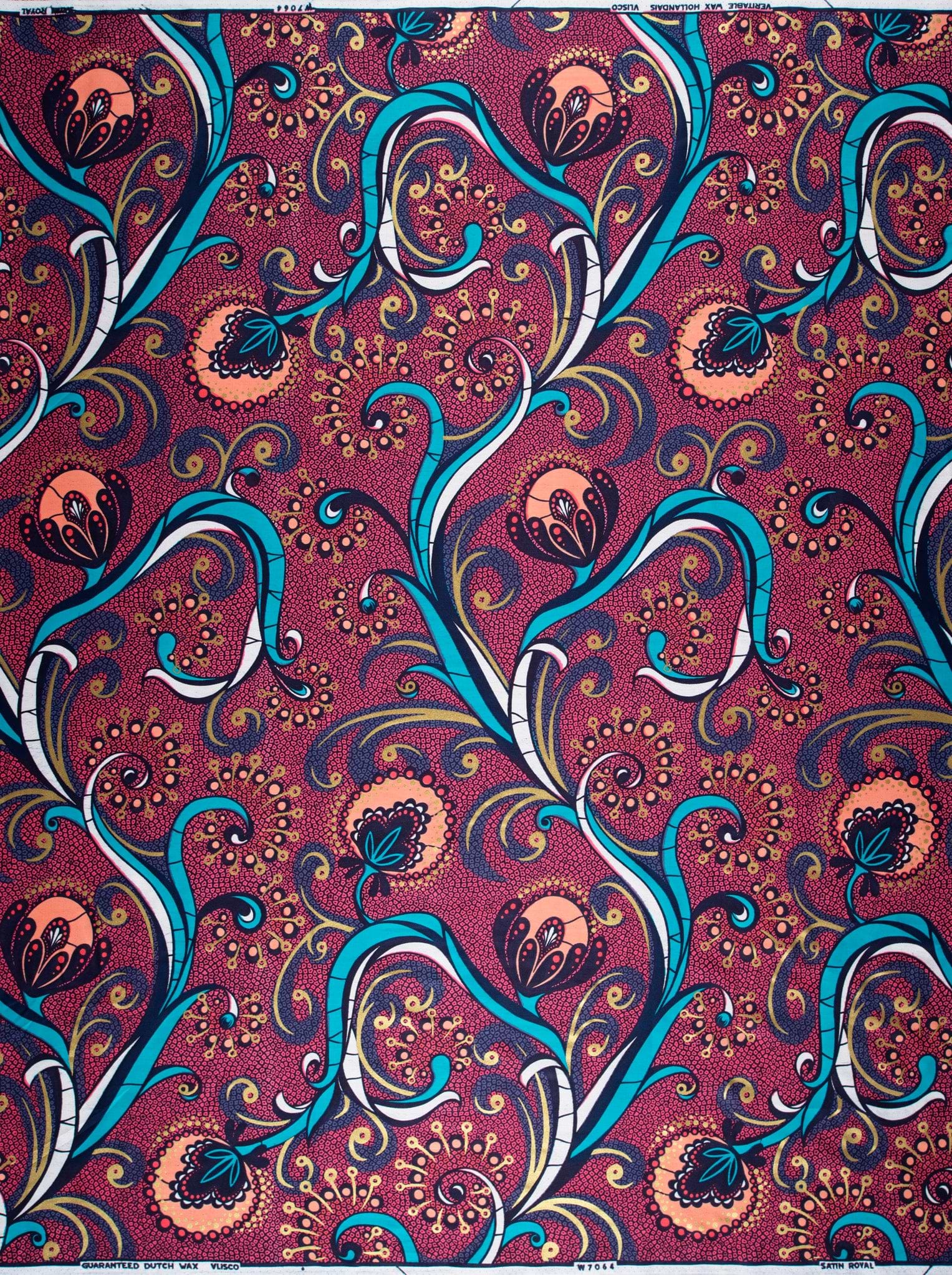 Vibrant maroon fabric intricate turquoise satin royal vlw7064.009
