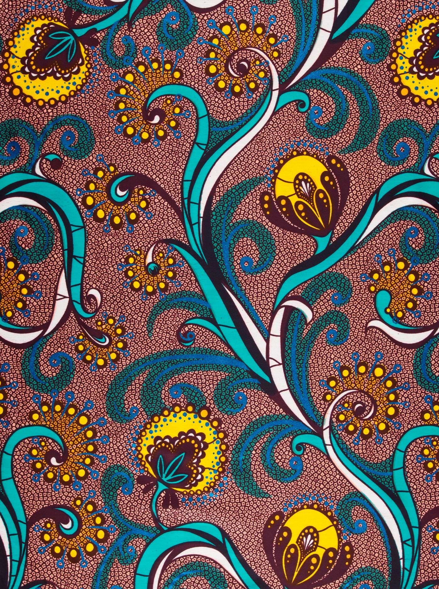 Vibrant african print fabric teal satin royal vlw7064.010