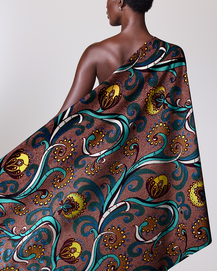 Vibrant one-shoulder wrap dress rich satin royal vlw7064.010