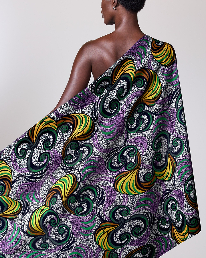 Vibrant one-shoulder wrap dress bold satin royal vlw7252.001